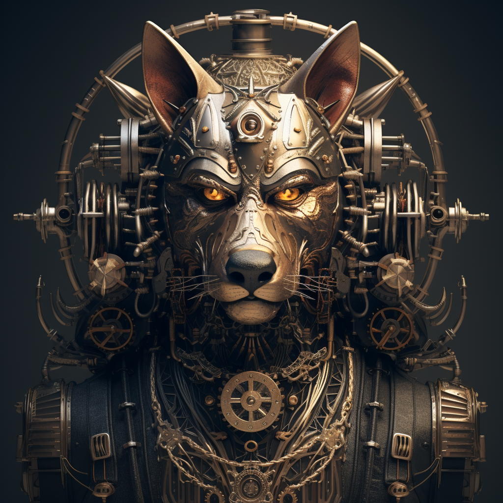 Black Steampunk Wolf in Action