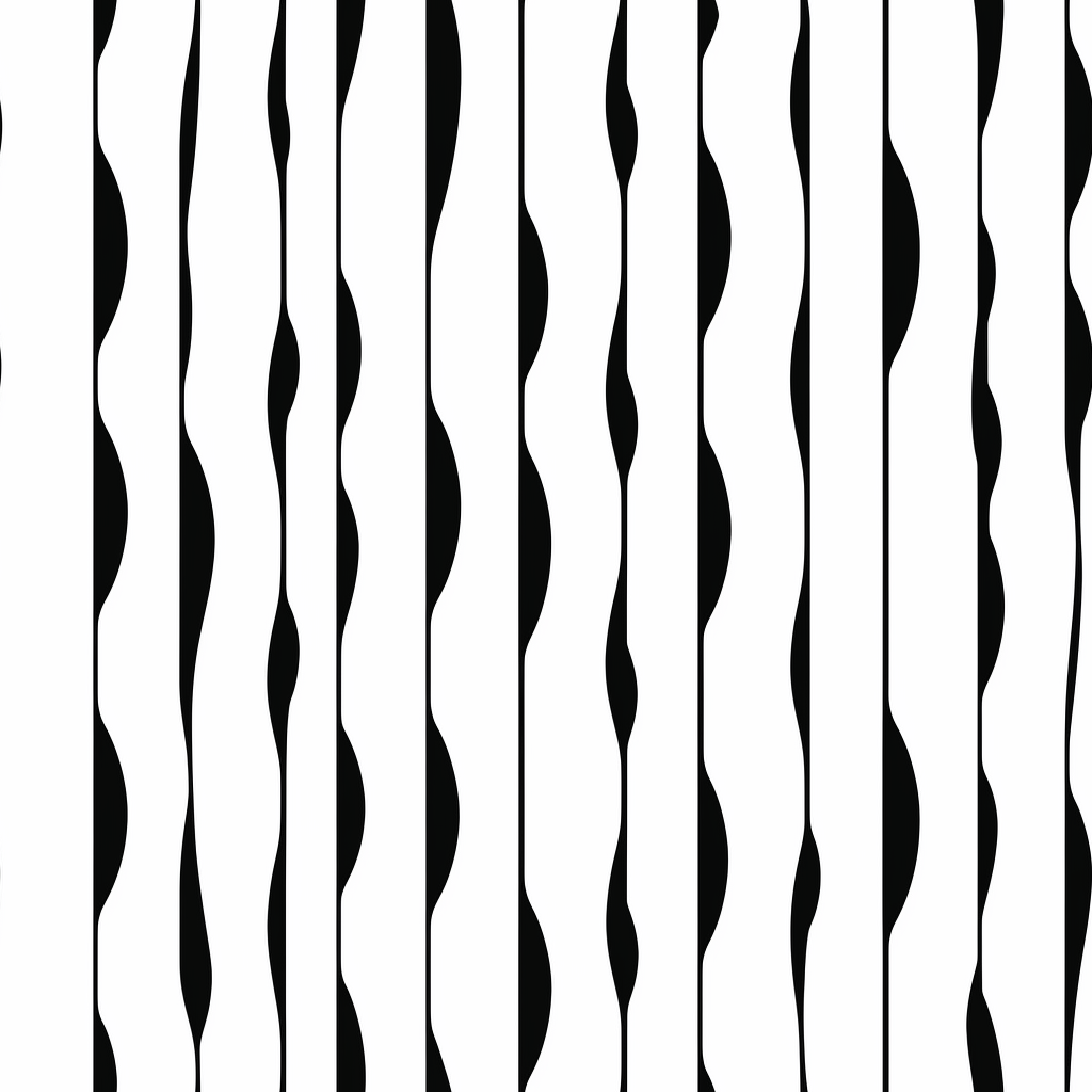 Vertical black stripes and leafy vines pattern