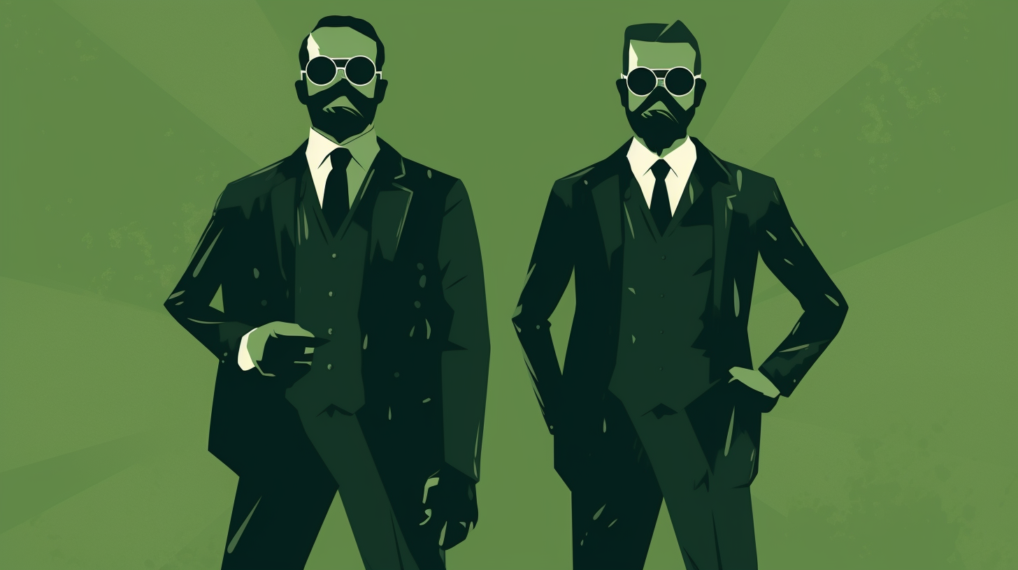 Silhouette of Two Men in Black Style