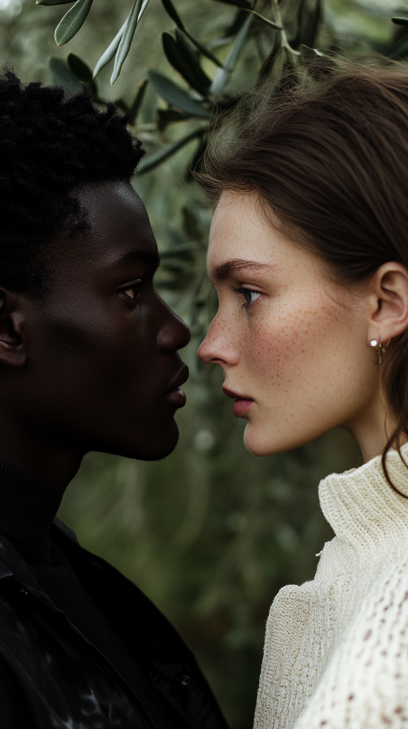 Black Sudanese Man White Brunette Woman