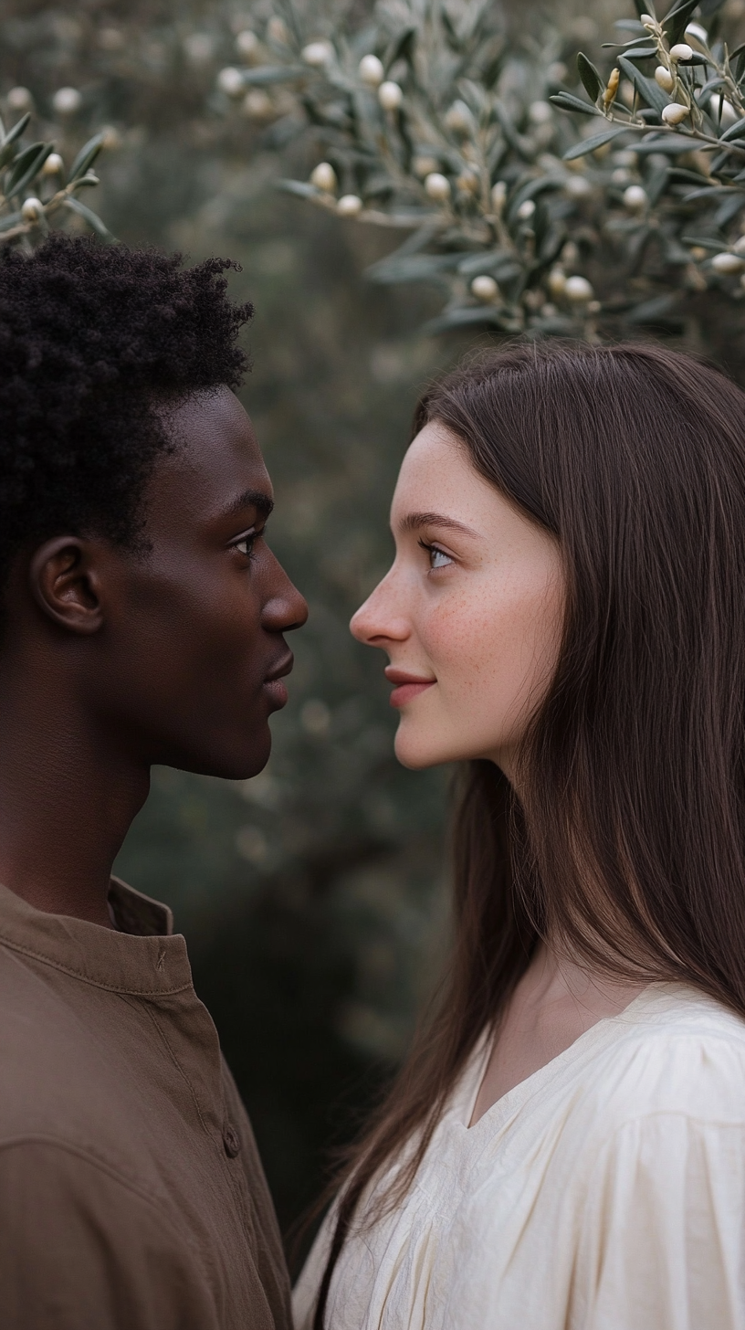 Black Sudanese man and white woman in love