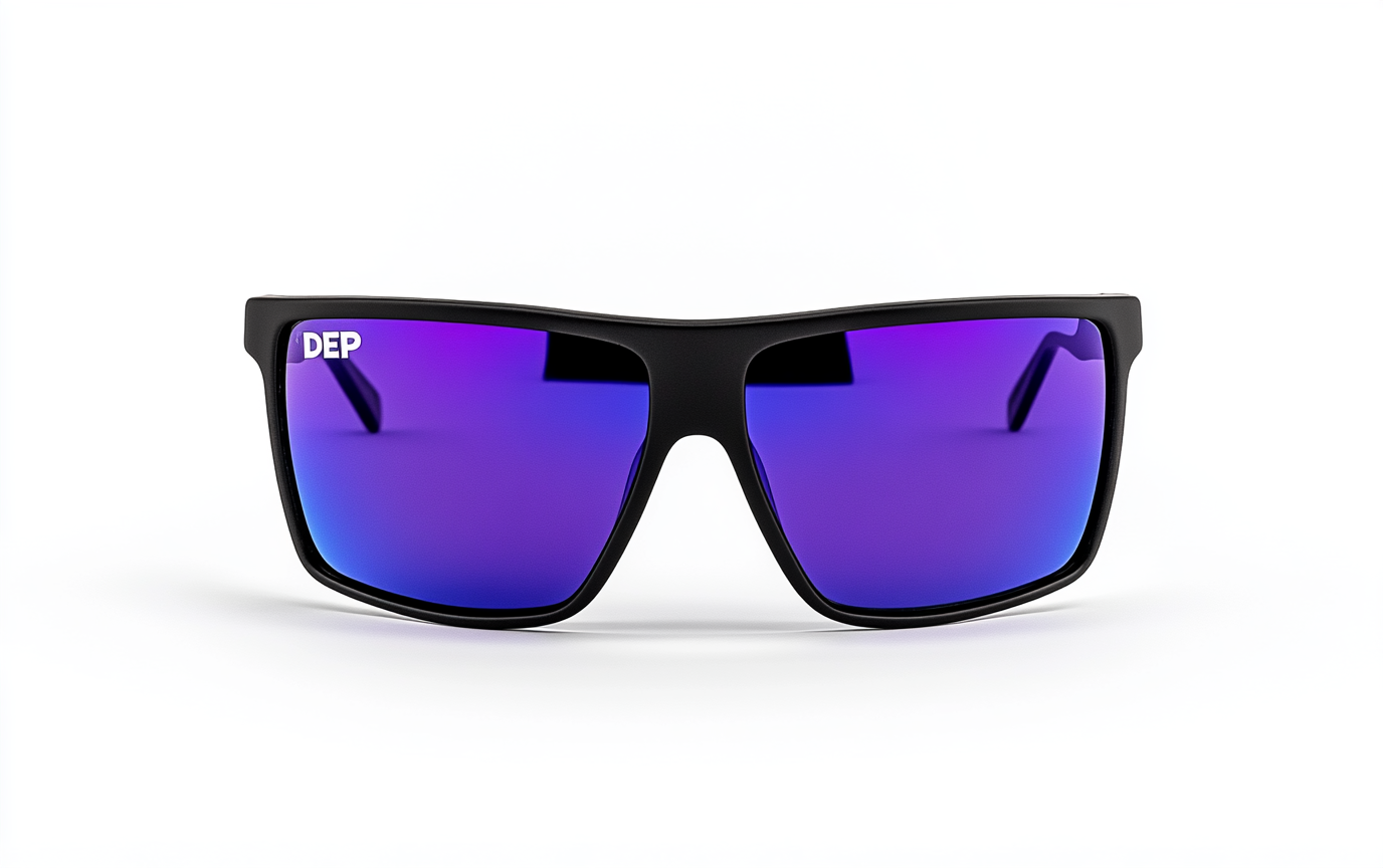 Black Sunglasses Blue Mirrored Lenses Design