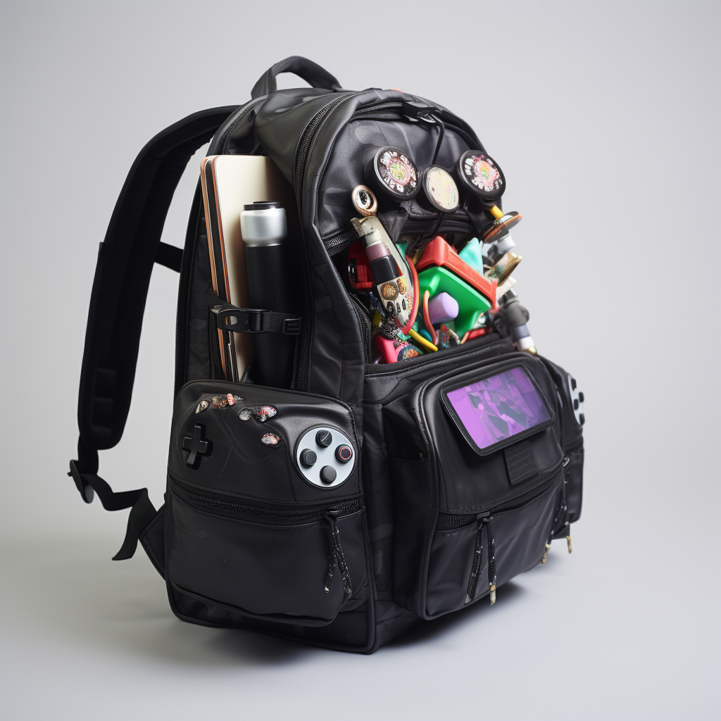 Black Teenage Backpack with Game Joystick Pocket