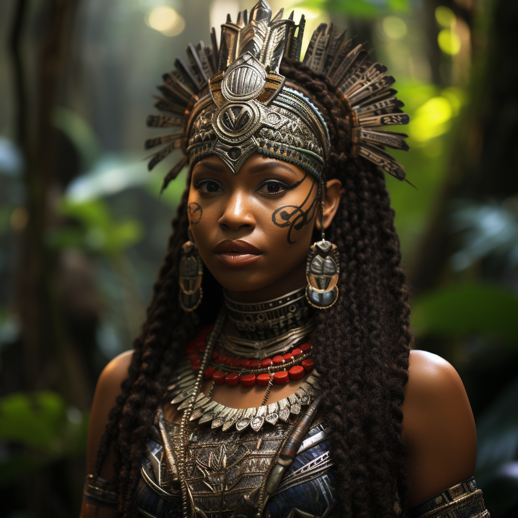 Beautiful Black Tribal Woman in Jungle