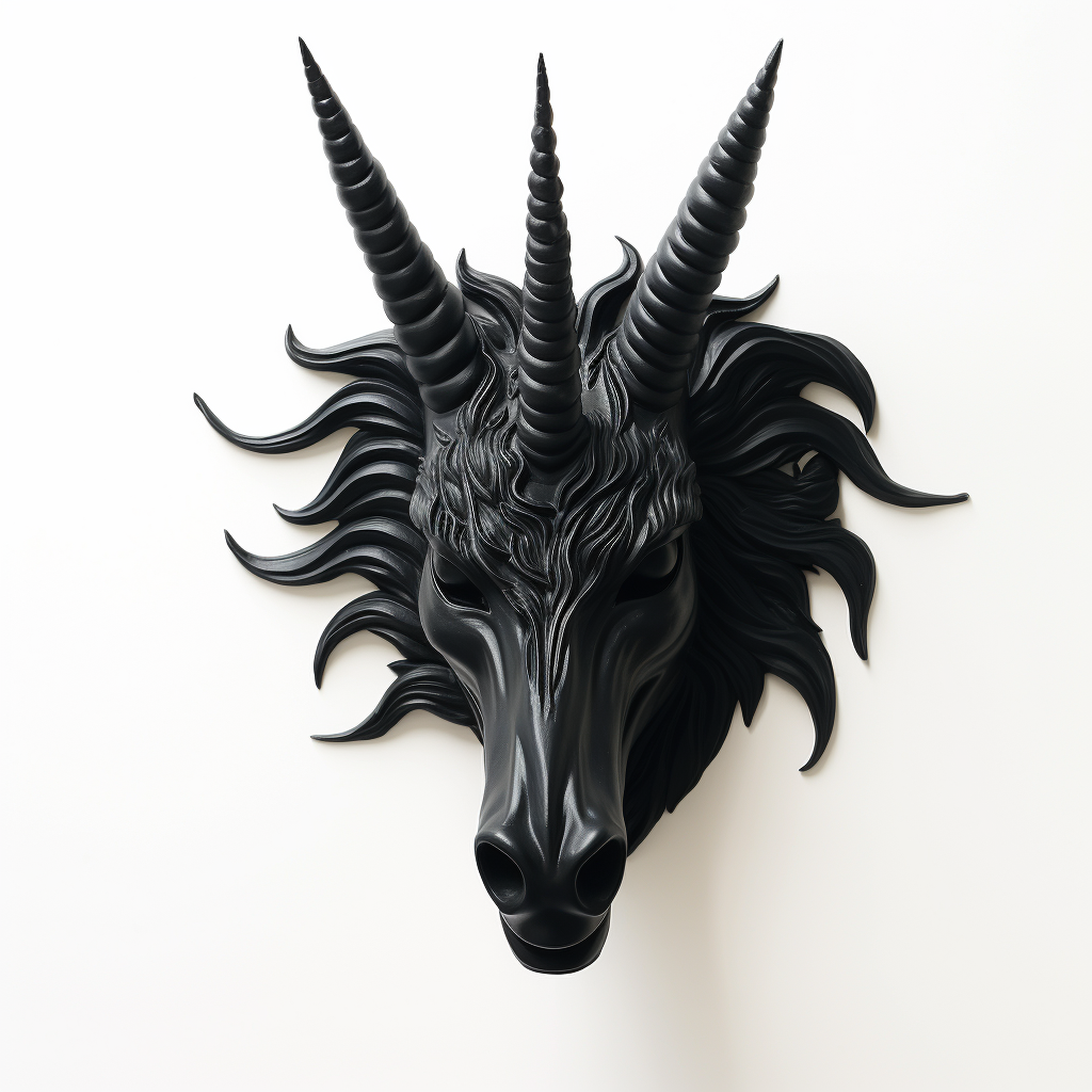 Black Unicorn Head White Background