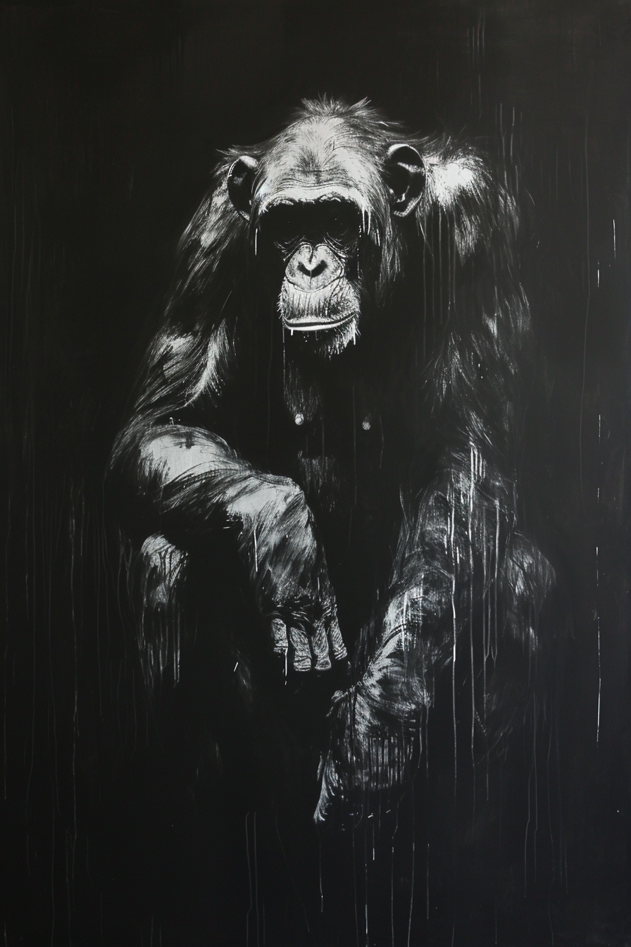 Black and white monkey painting