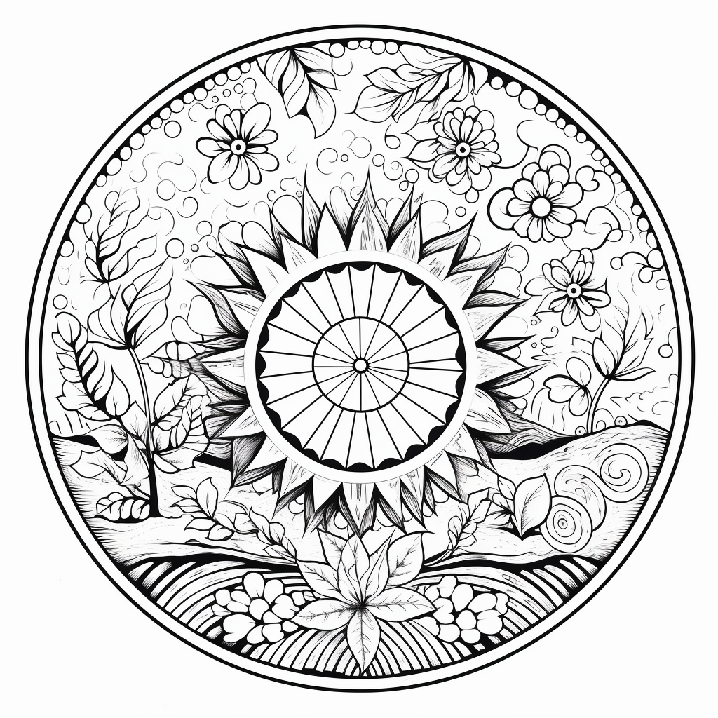 Autumn mandala coloring page for kids