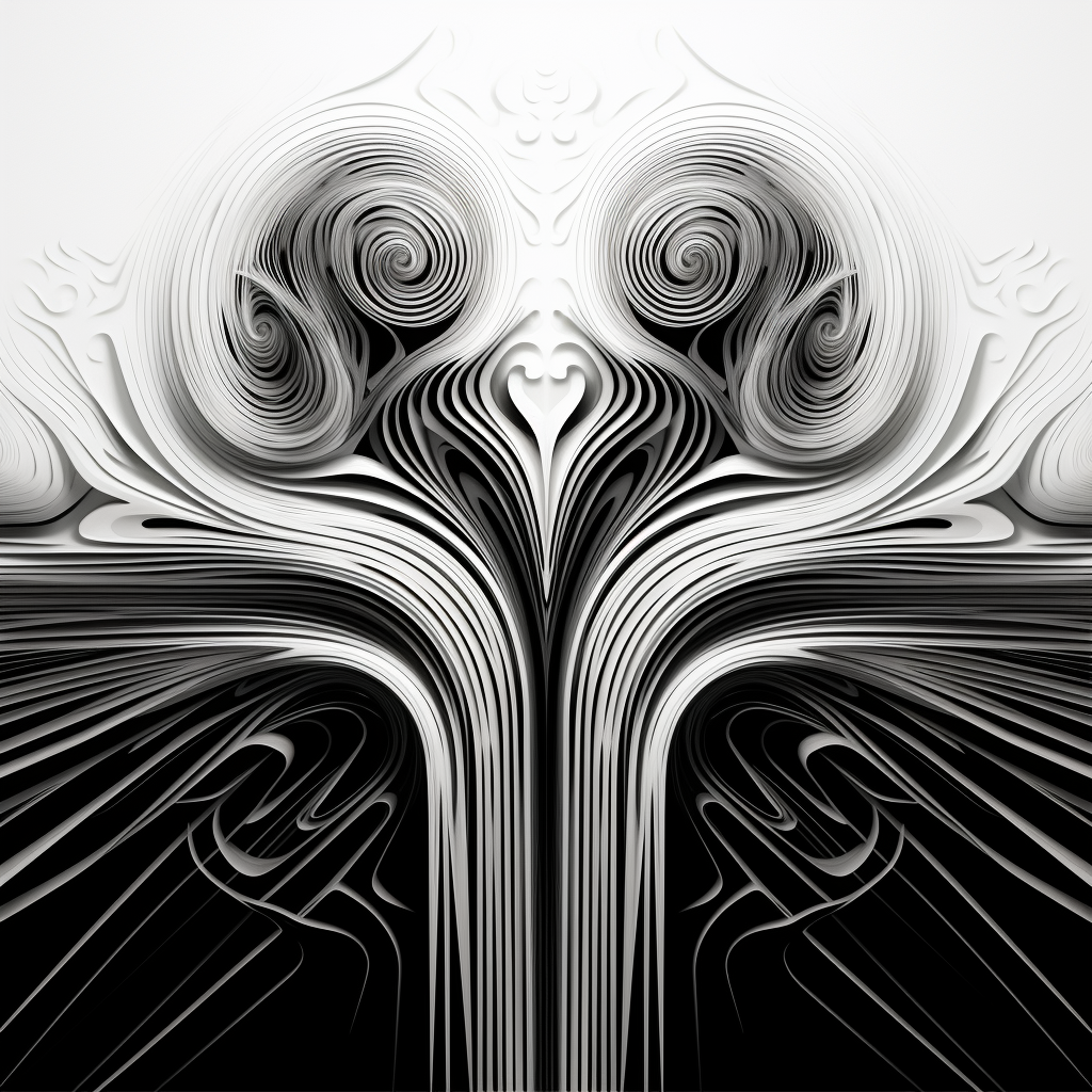 Intricate black and white lines artwork