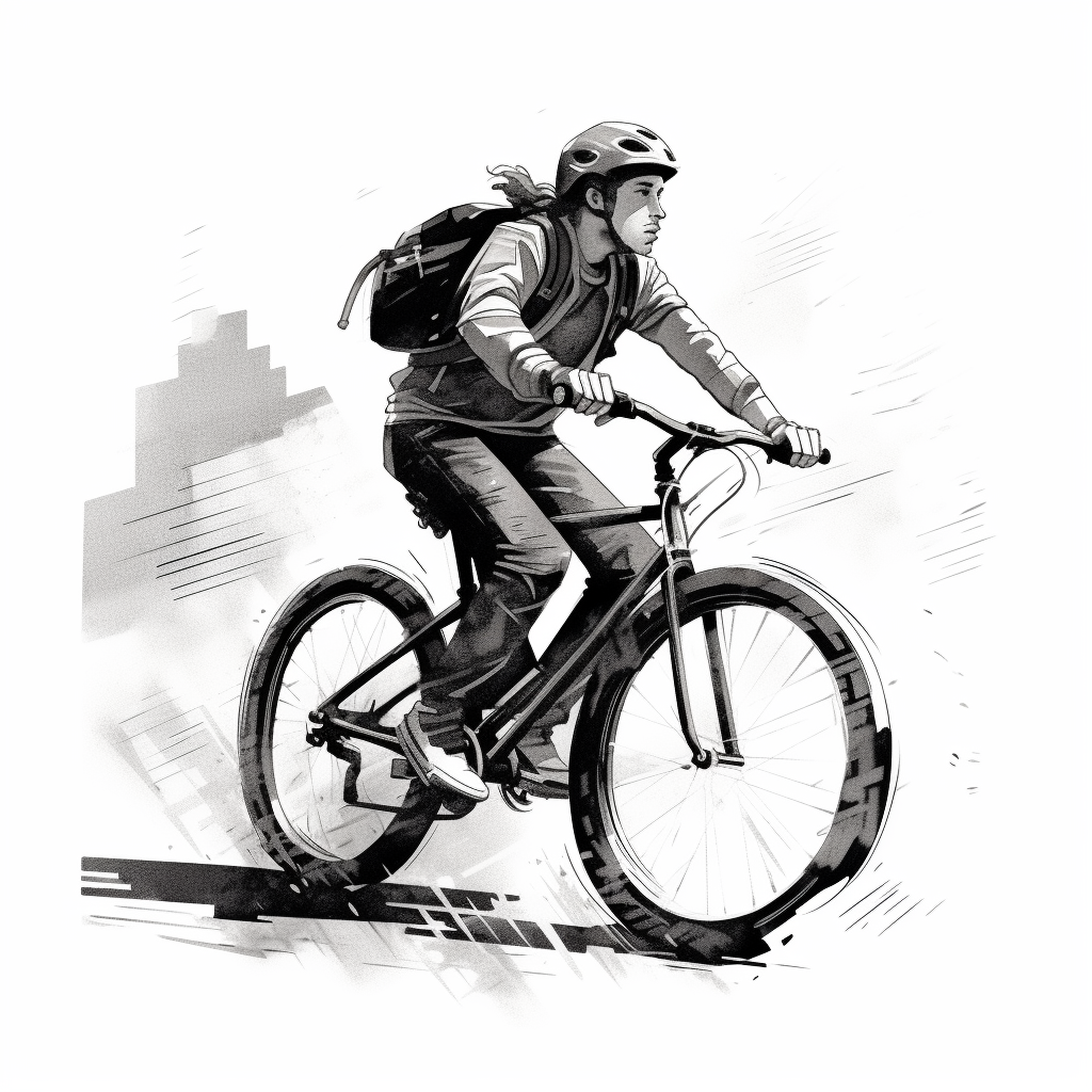 Black and white bike buddy illustration