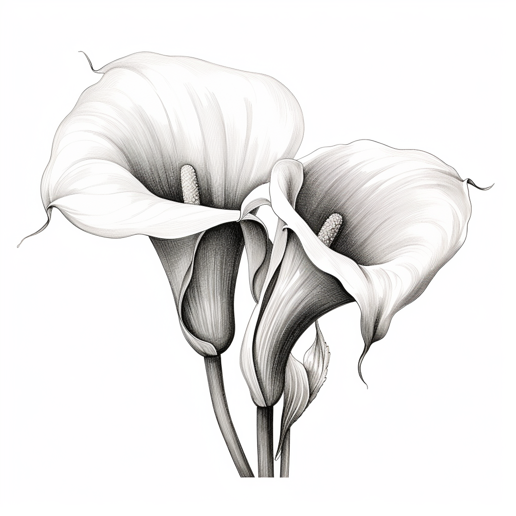 Calla lilly illustration in black and white