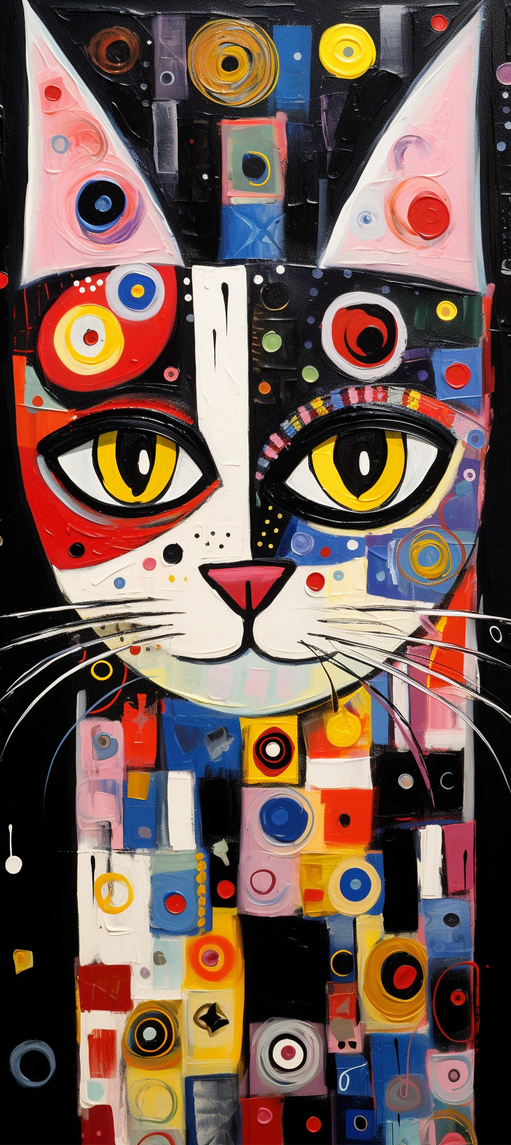 Black and White Cat in Gustav Klimt Style