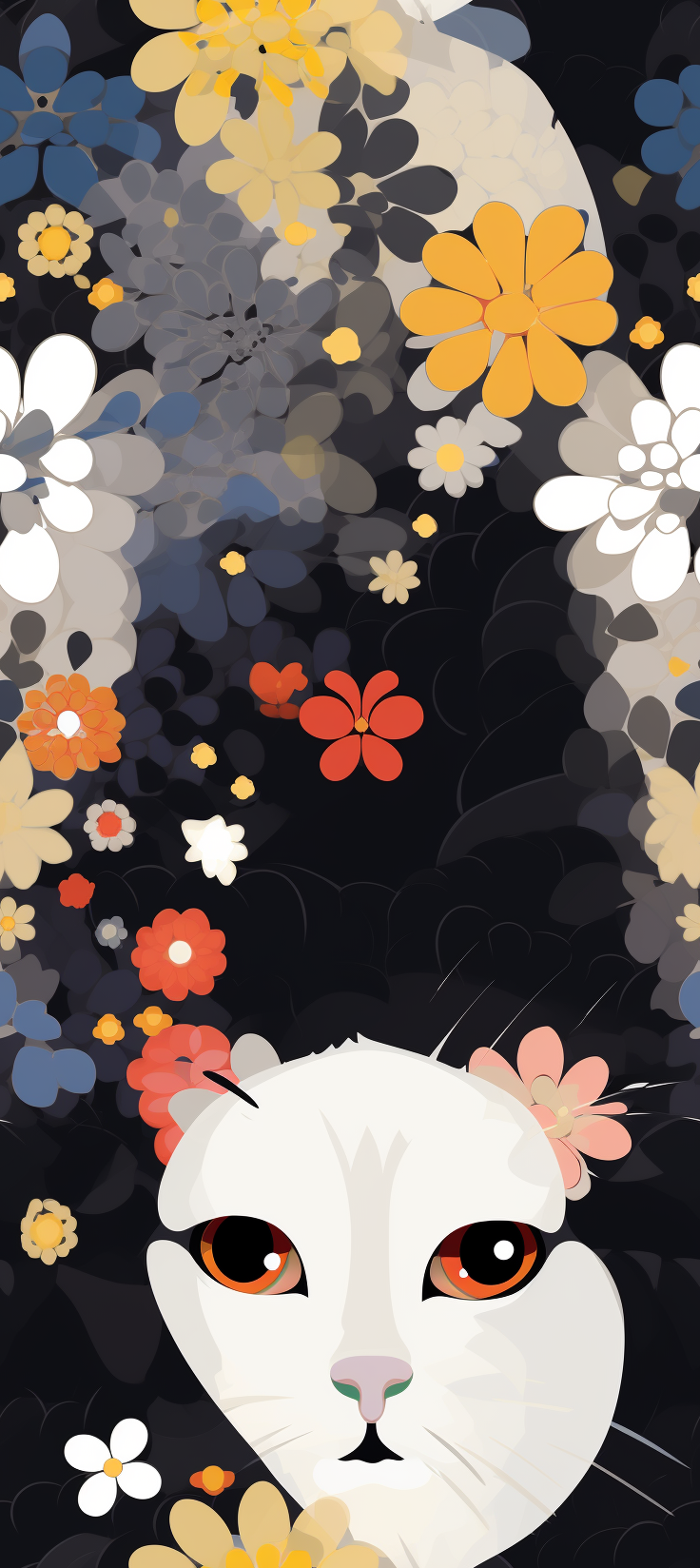 A black and white cat wearing a kimono