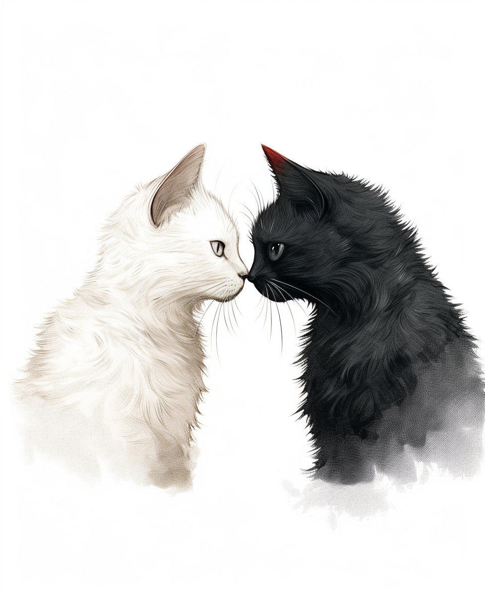 Two cats sharing a loving kiss