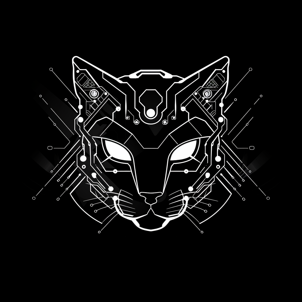 Black White Cat Logo Tech Game