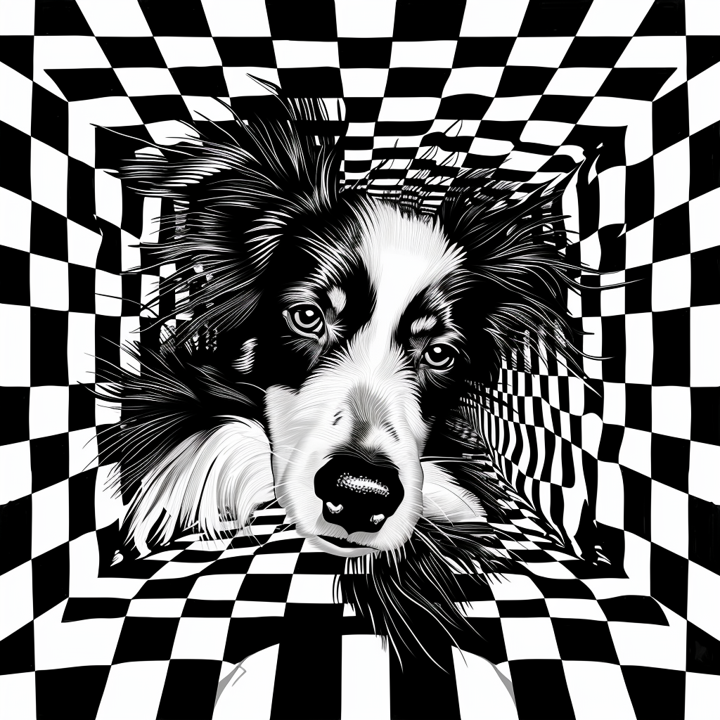 Checkered dog optical illusion