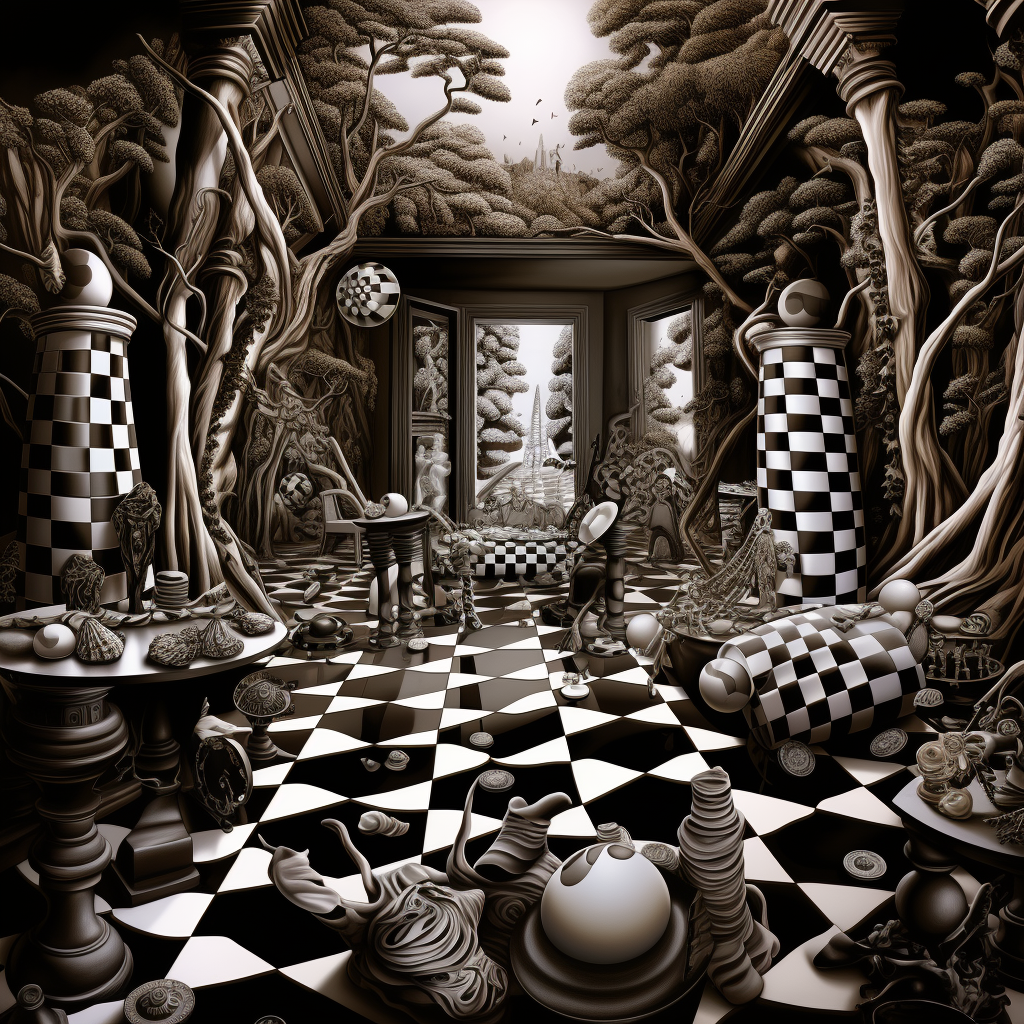 Black and white checkers nightmare visual