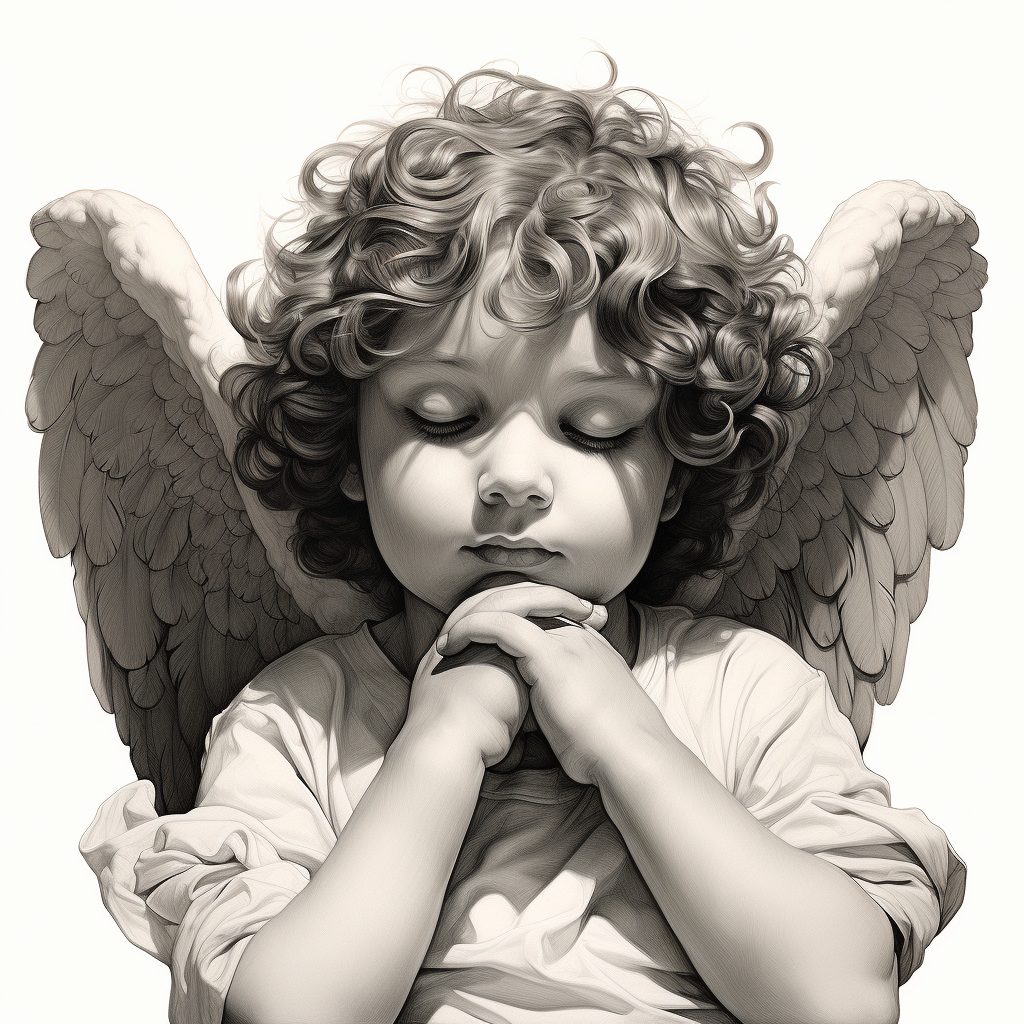 Dreamy cherub angel illustration