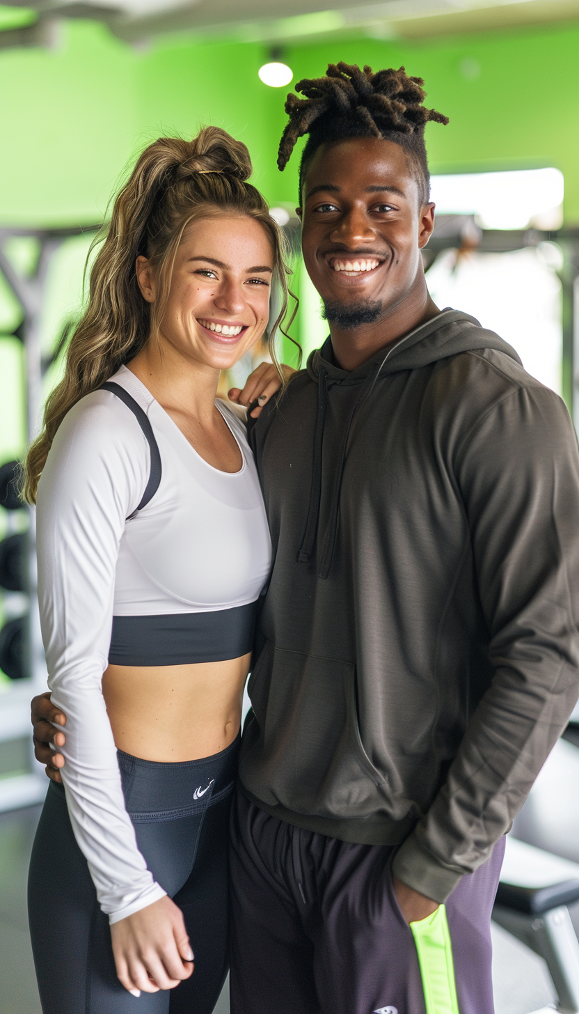 Black White Gym Smiling Image