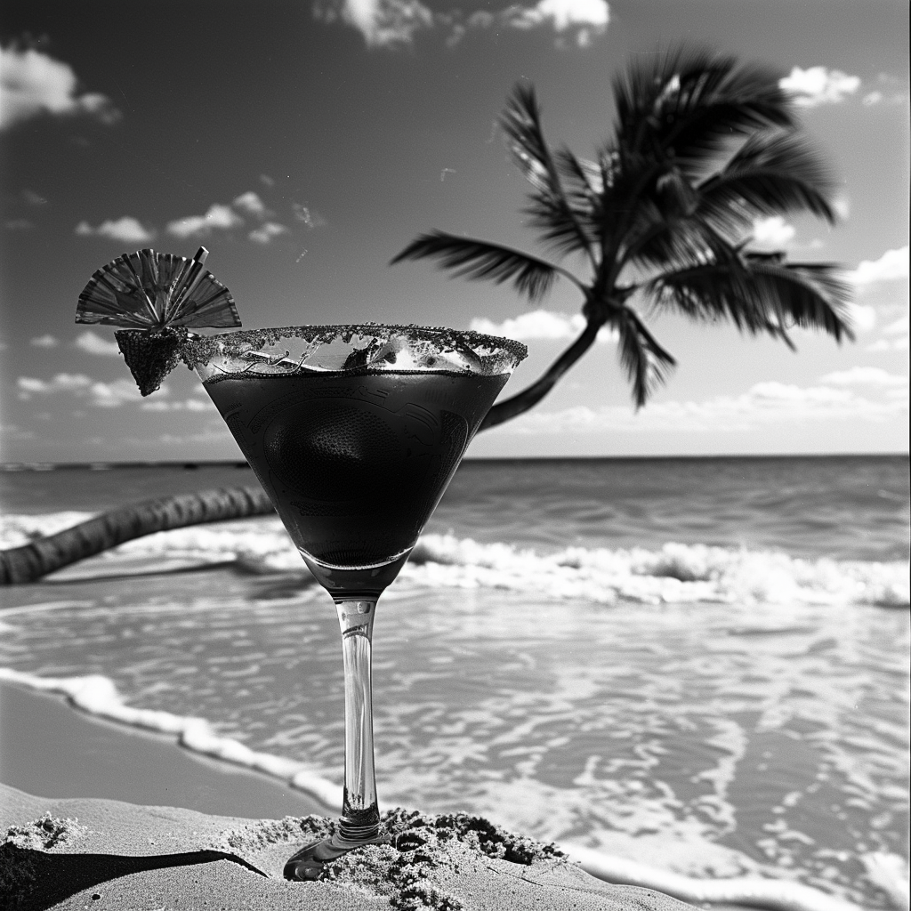 Beach cocktail black white style