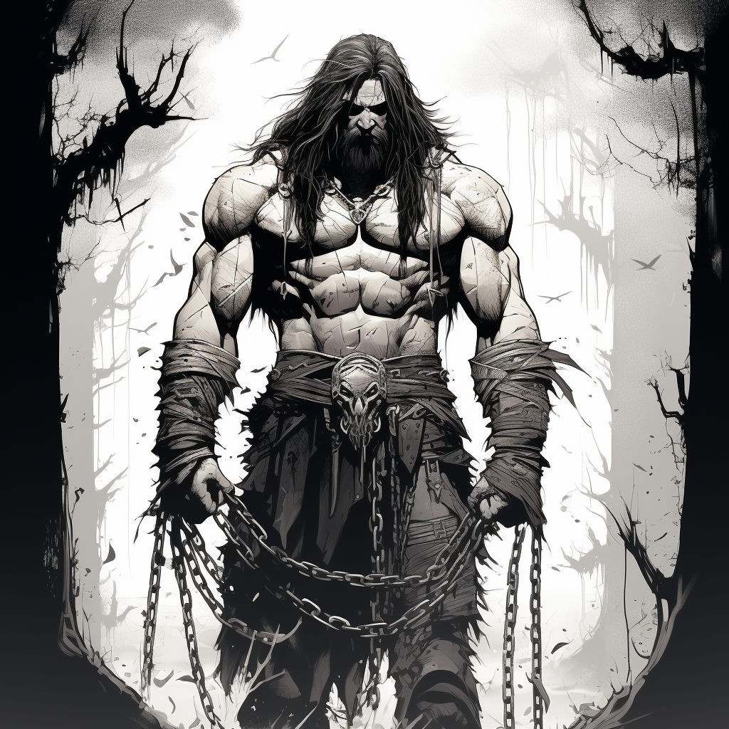 Comic Style Barbarian King in Forest