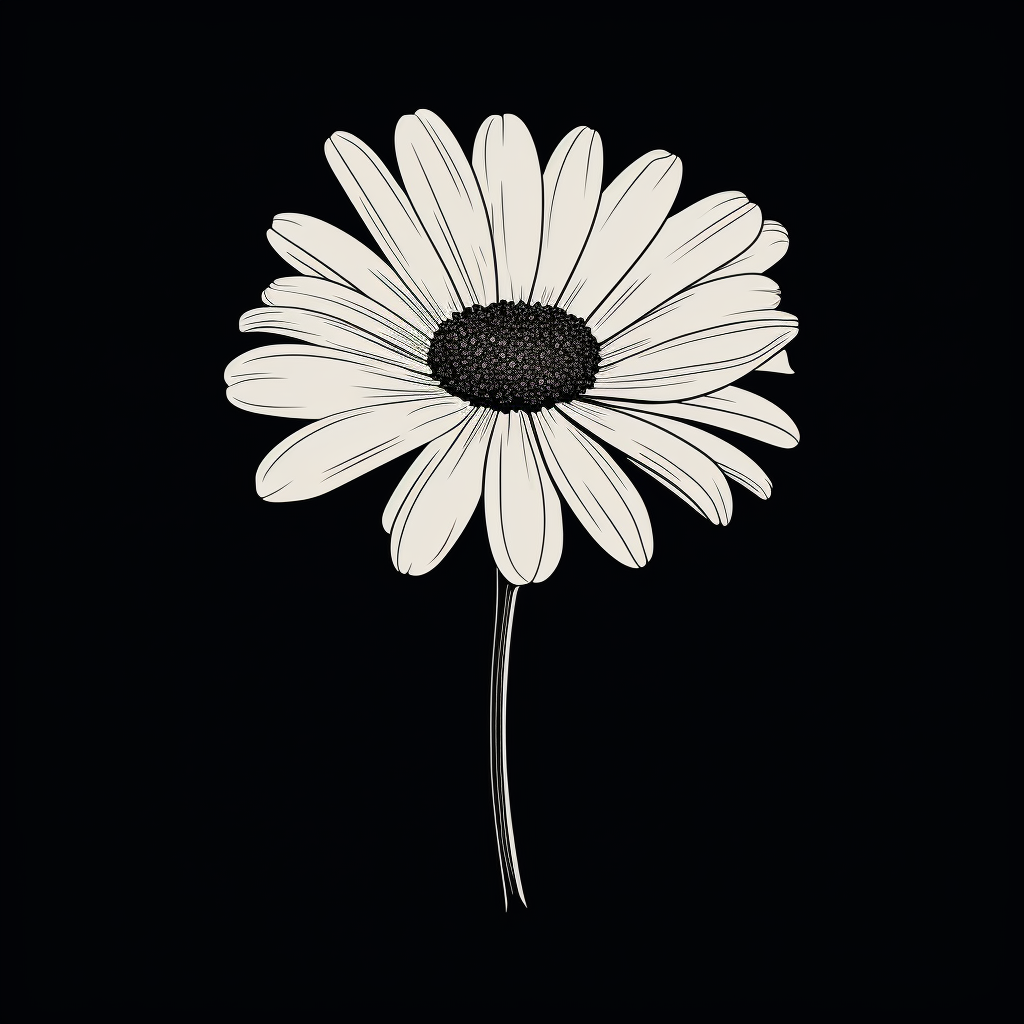 Beautiful daisy silhouette in black and white