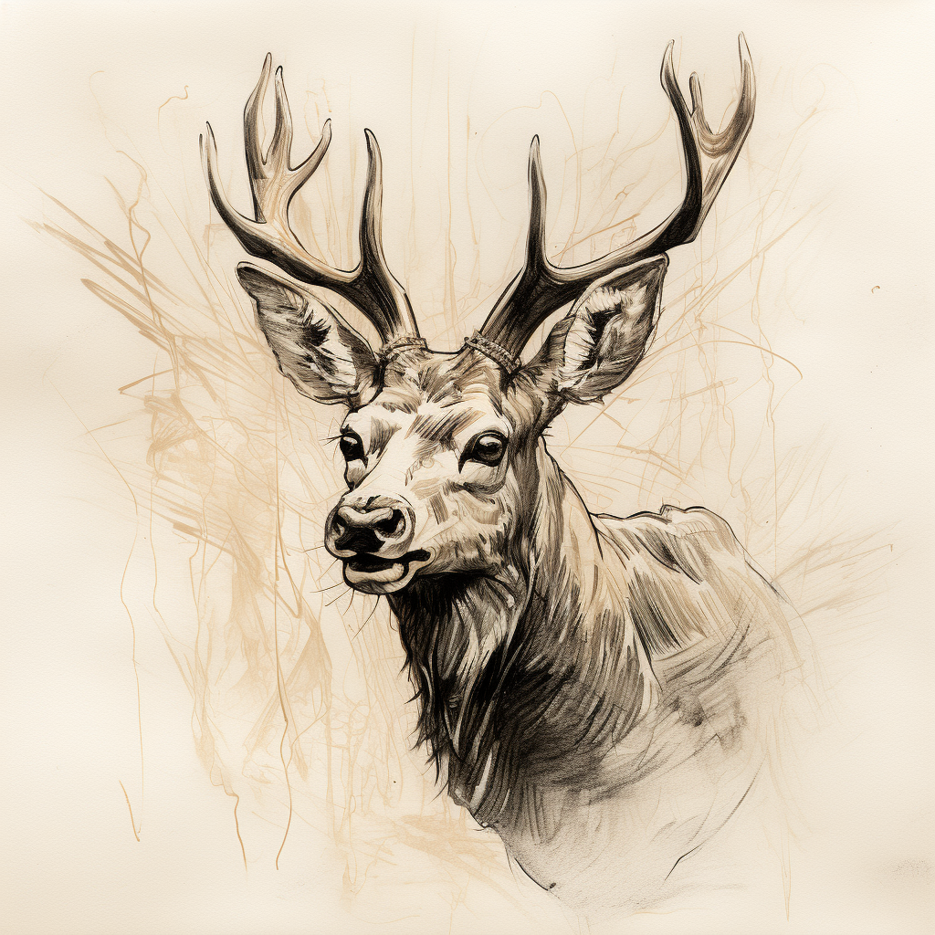 Running deer sketch