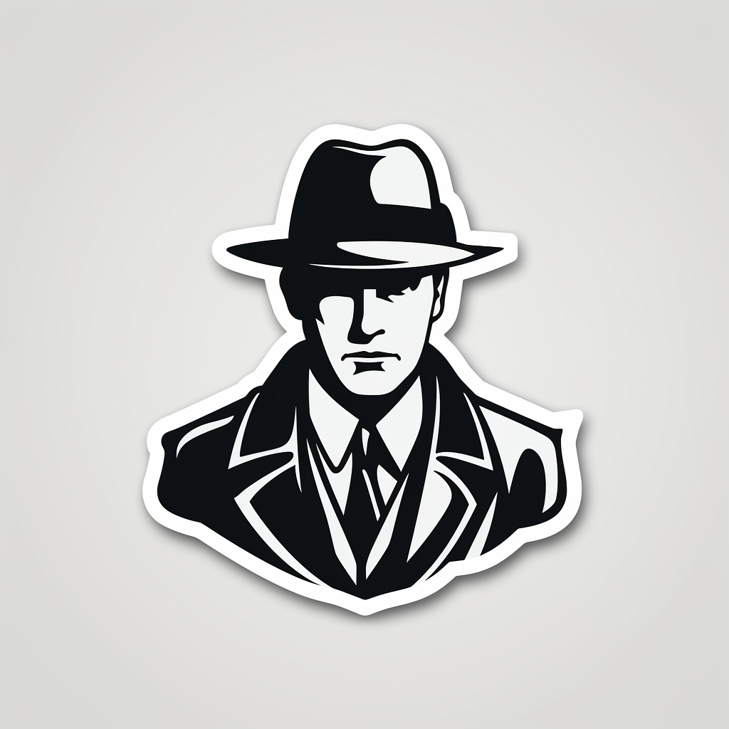 Detective vector sticker in black and white