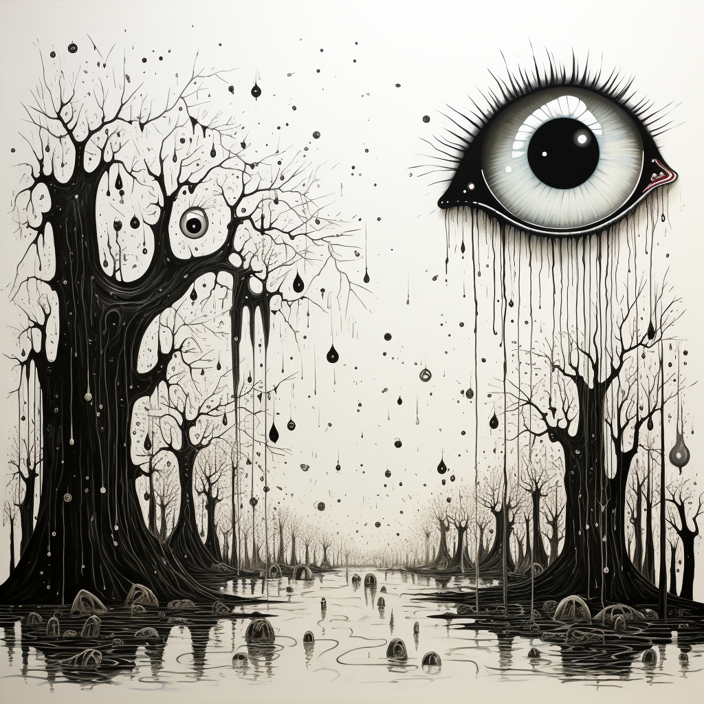 Eye-catching black and white doodle drawings of eyeballs