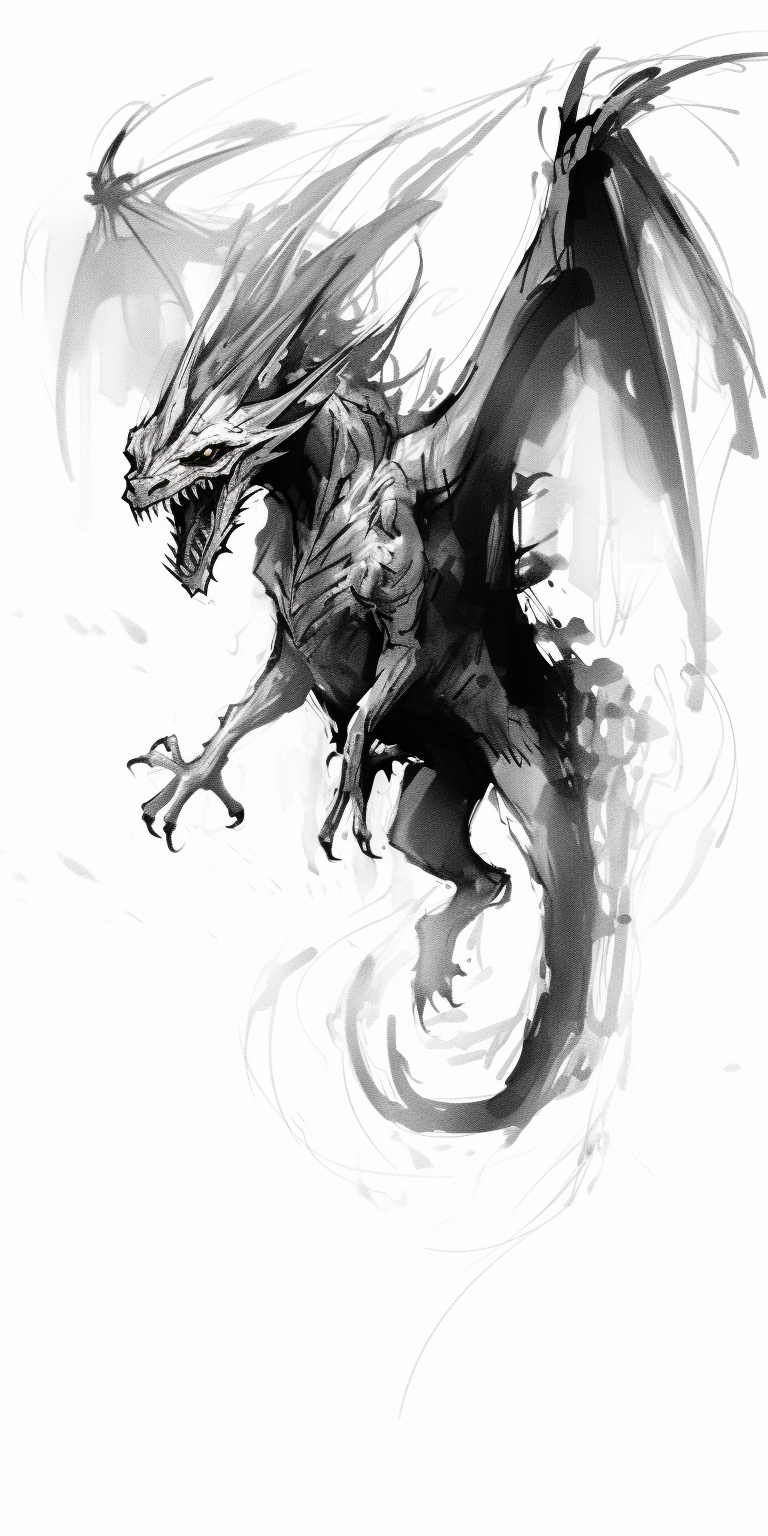 Dragon sketch on white background