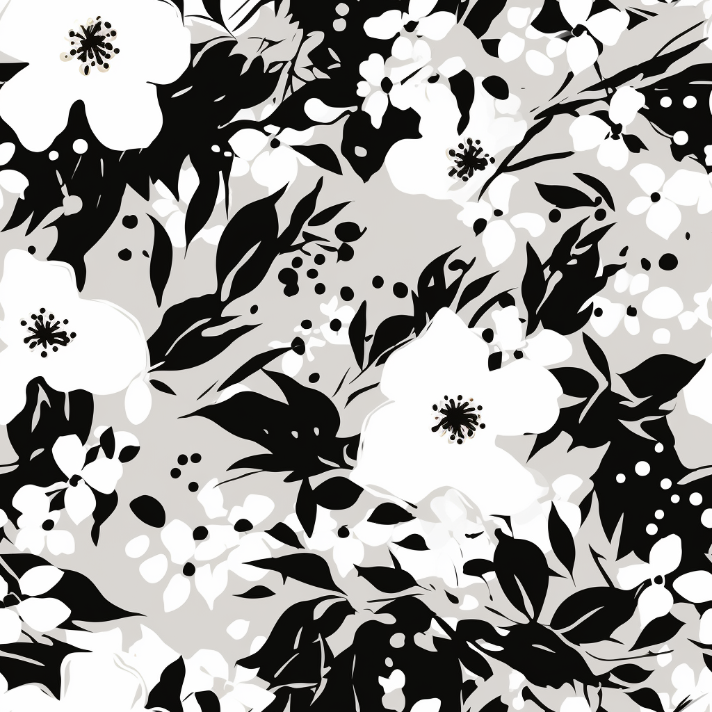 Black and White Floral Vector Design