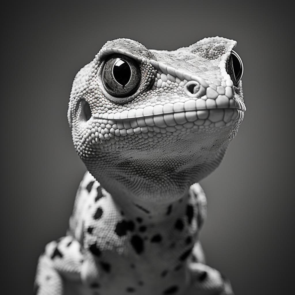 Geometric gecko posing on white background