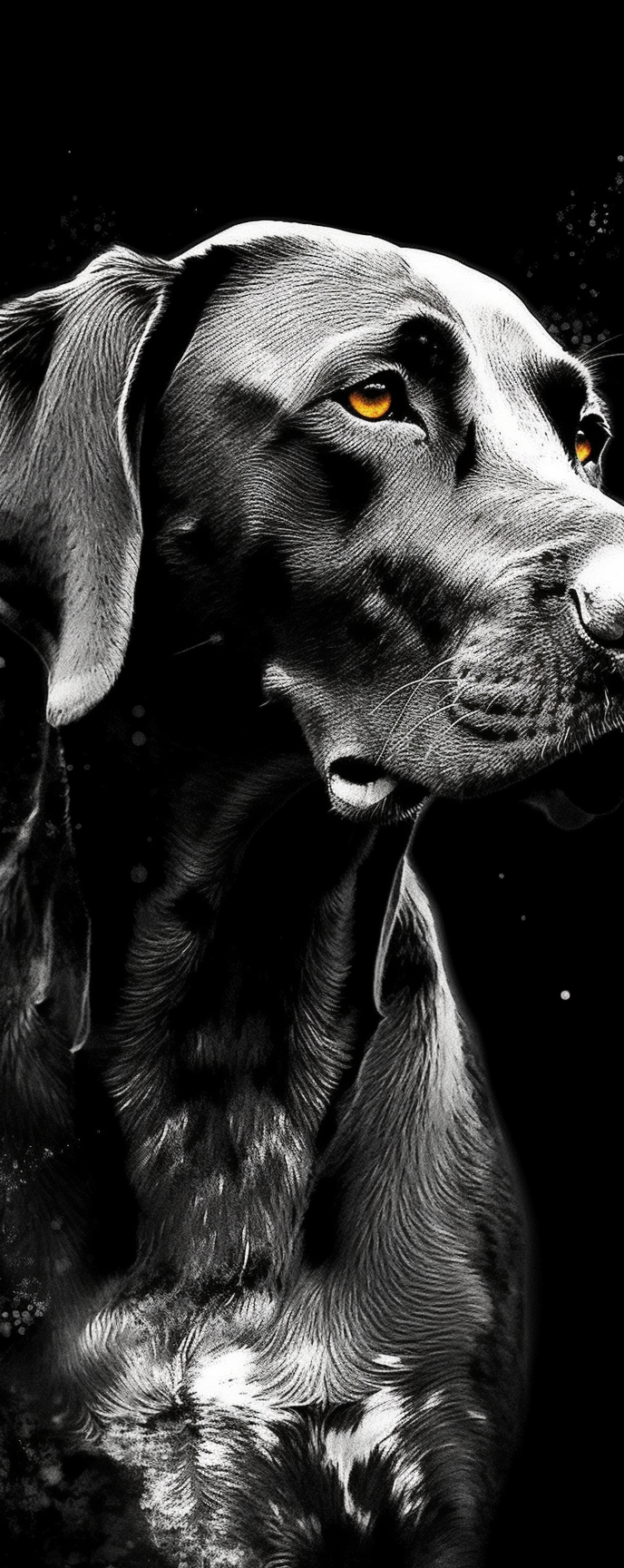 Black and white German shorthaired pointer with Basquiat-esque style