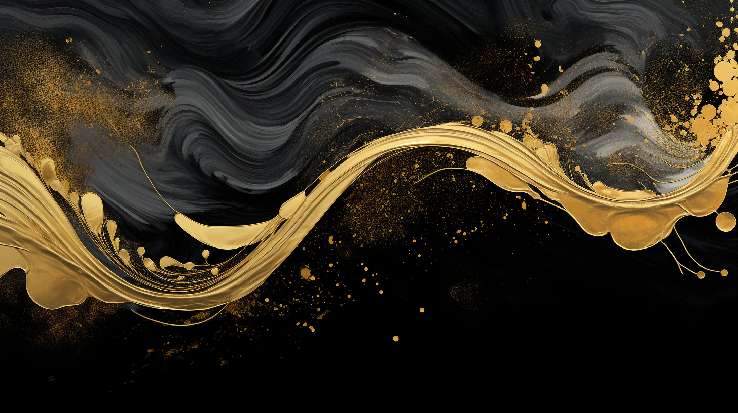 Black and white background with gold splashes