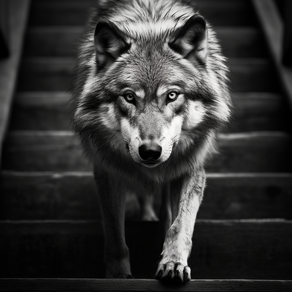 Black and white wolf portrait