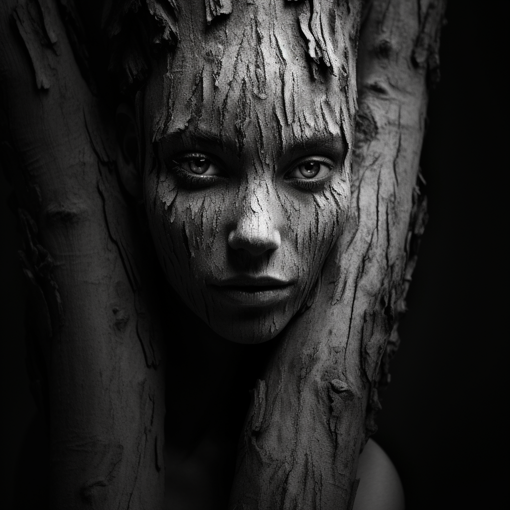 Beautiful photo of a tree trunk with a women's face