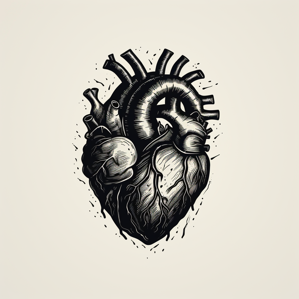 Black and white human heart logo