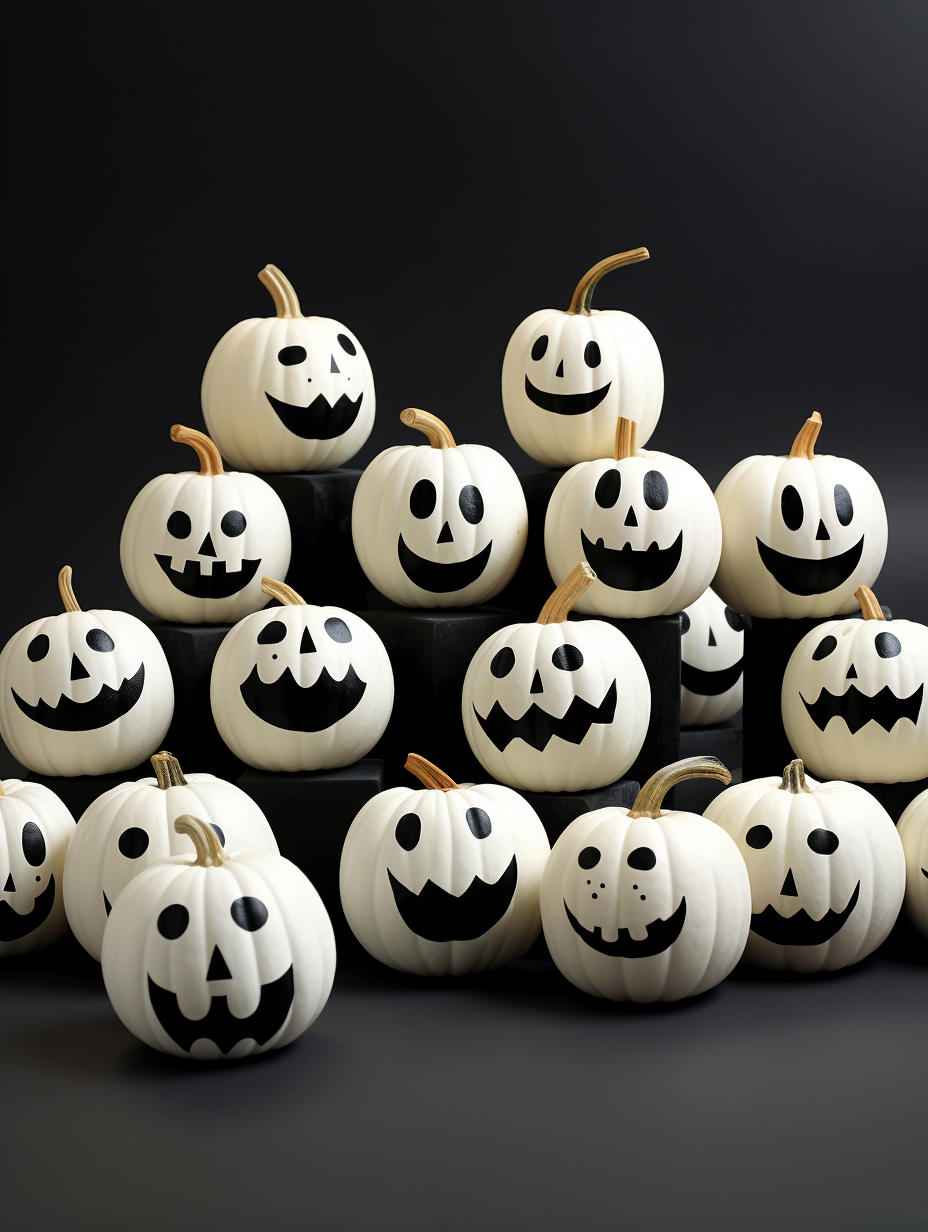 Pattern of black and white jack-o-lanterns