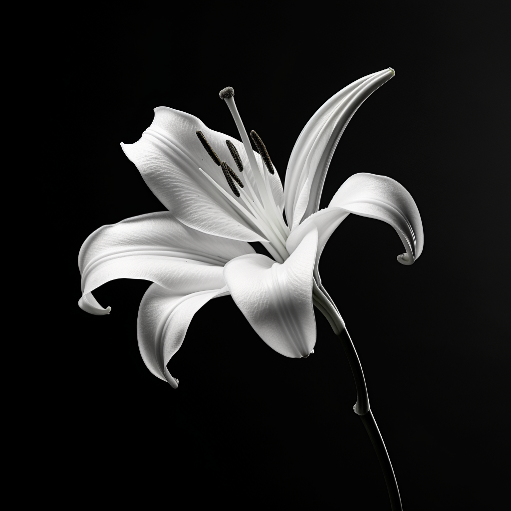 Elegant black and white lily flower