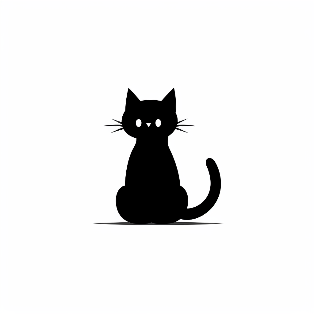 Simple black and white cat illustration