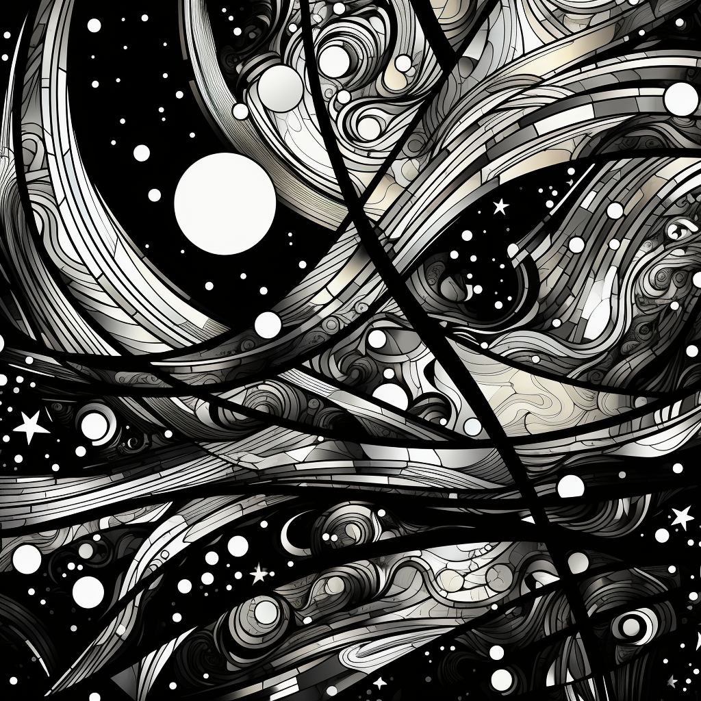 Abstract galaxy stars in black and white