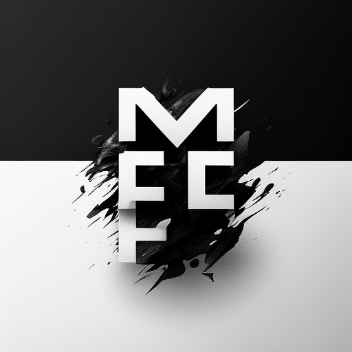 Minimalistic black and white EM logo