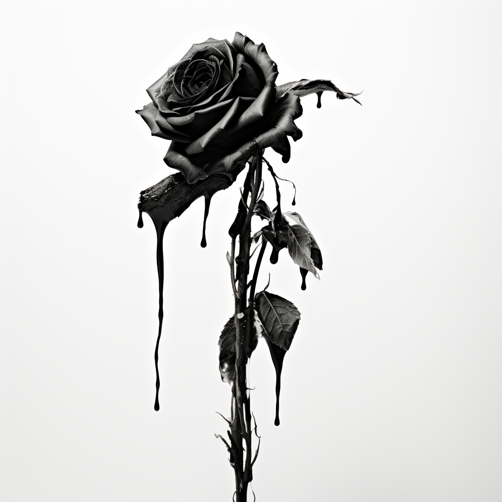 Realistic Black and White Dying Rose