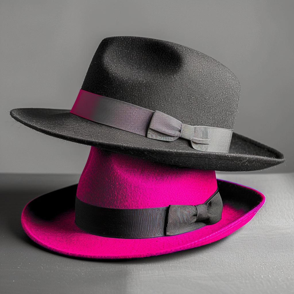 Black White Magenta Pop Hats