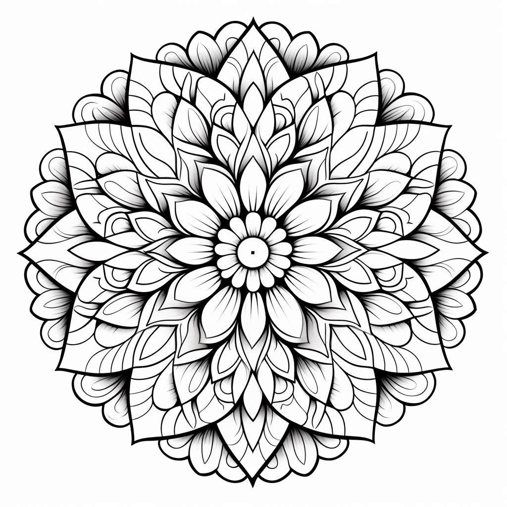 Black and white mandala coloring page for kids