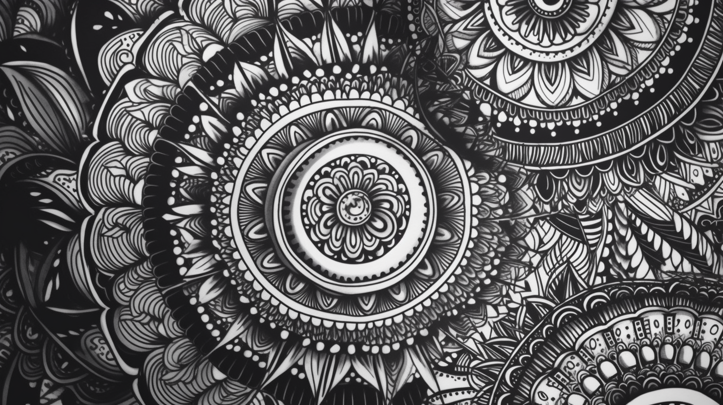 Black and white mandalas coloring page