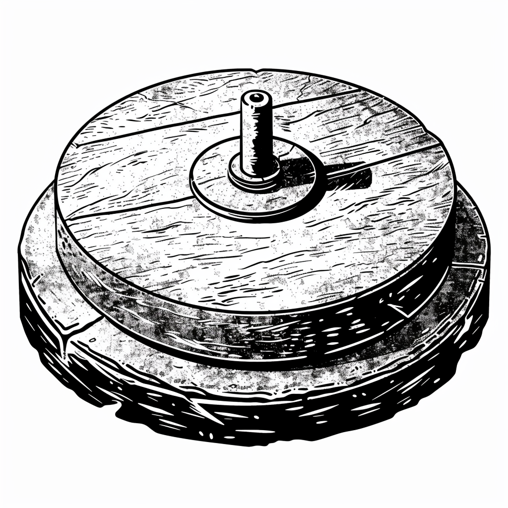 Stone millstone wheel illustration