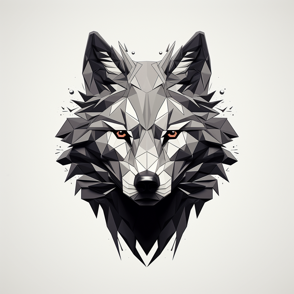 Black and white minimal wolf illustration