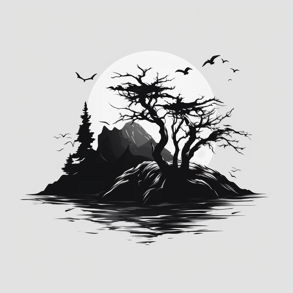 Haunted ocean coast logo design