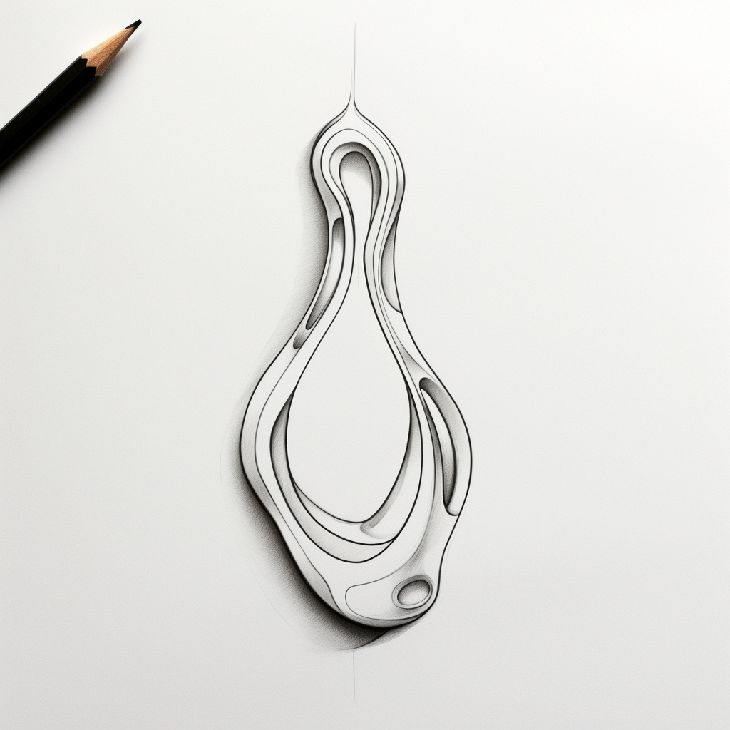 Minimalist black and white pendant sketch