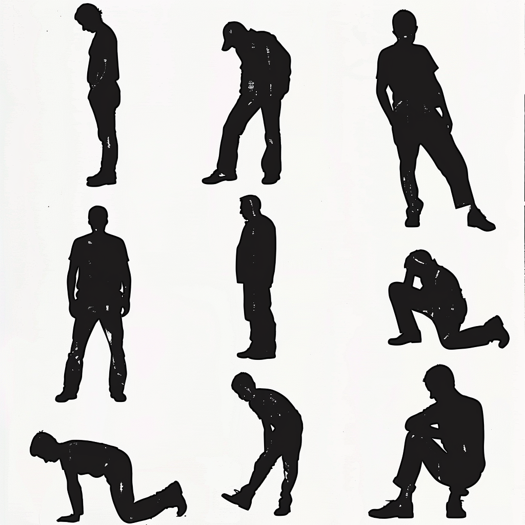 Person silhouette in various stances